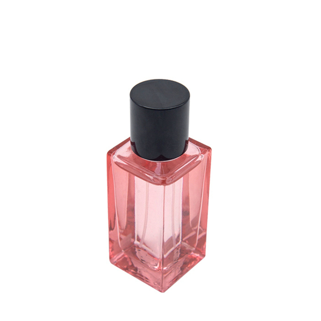 غطاء زجاجة عطر من الألومنيوم الأسود اللامع عالي الجودة مع مضخة وطوق